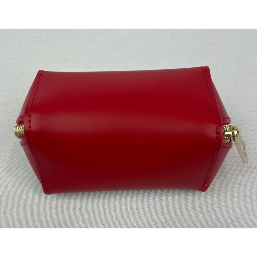 Elizabeth Arden Red Faux Leather Cosmetic Bag Gold Pink Zipper Closure - Picture 4 of 11